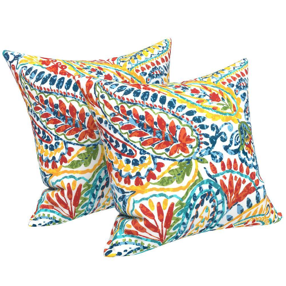 18 x 18 Outdoor Throw Pillows with Inserts Water Repellent Fade Resistant Paisley Multi Set of 2 price history on PriceWatchPro