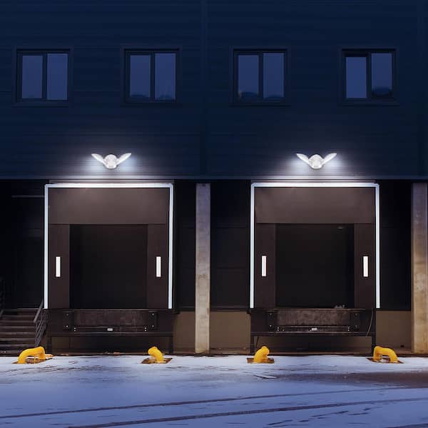 150W Equivalent White Outdoor Integrated LED Flood Light, 3000 Lumens, Twin Head Flood Light