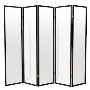 6 ft. Tall Clear Plastic Partition Black 5 Panel