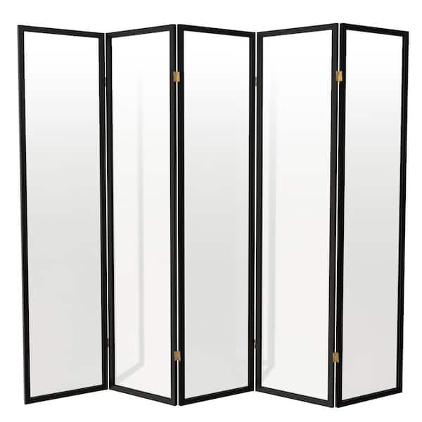 6 ft. Tall Clear Plastic Partition Black 5 Panel