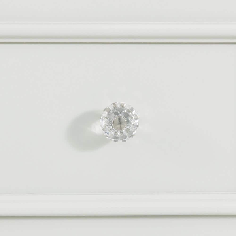 White 5-Drawer Chest with Crystal Knobs and Felt Lined Drawer