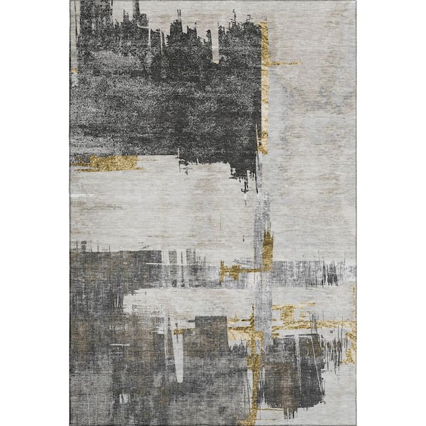 Addison Rugs Mayfield Premium Machine Washable Indoor/Outdoor Geometric AMF624 Gray 3 ft. x 5 ft. Area Rug
