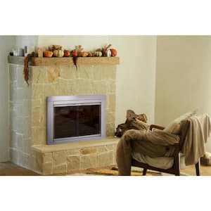 Alpine Large Skyline Nickel Glass Fireplace Doors