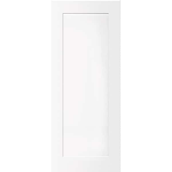 Steves & Sons 24 in. x 80 in. 1-Panel White Primed Shaker Solid Core Wood Interior Door Slab