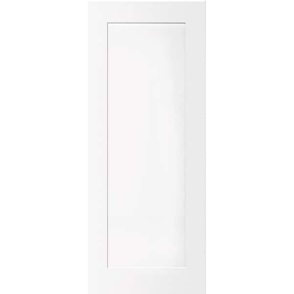 Steves & Sons 28 in. x 80 in. 1-Panel White Primed Shaker Solid Core Wood Interior Door Slab