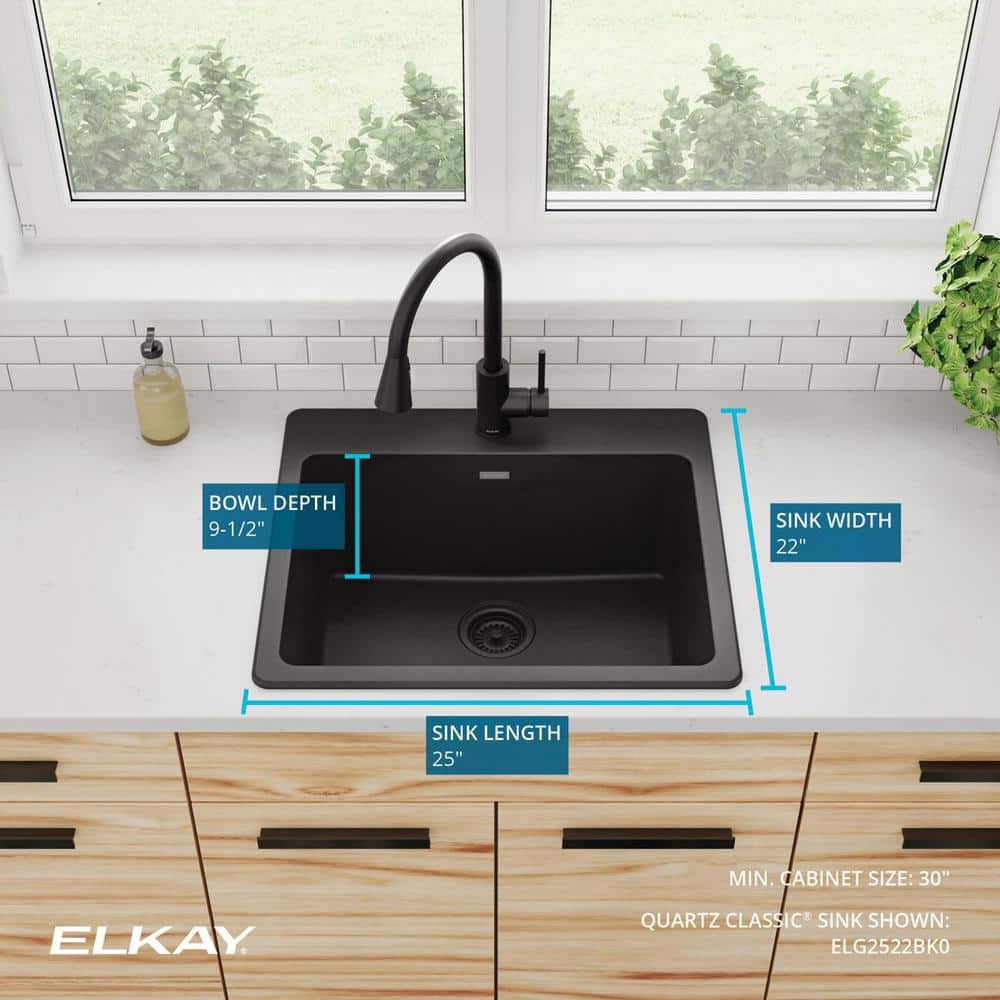 Elkay Black Quartz Single Bowl Drop-In Kitchen Sink