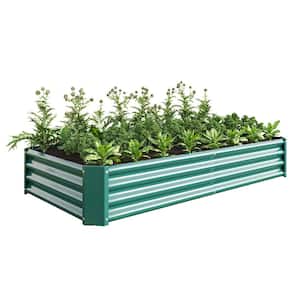 70.87 in. x 35.83 in. x 11.81 in. Green Raised Garden Bed Metal Raised Rectangle Planter Bed for Plant Vegetable Flowers