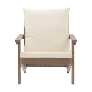 30 in. Resin Outdoor Patio Lounge Chair with Cushions in Beige