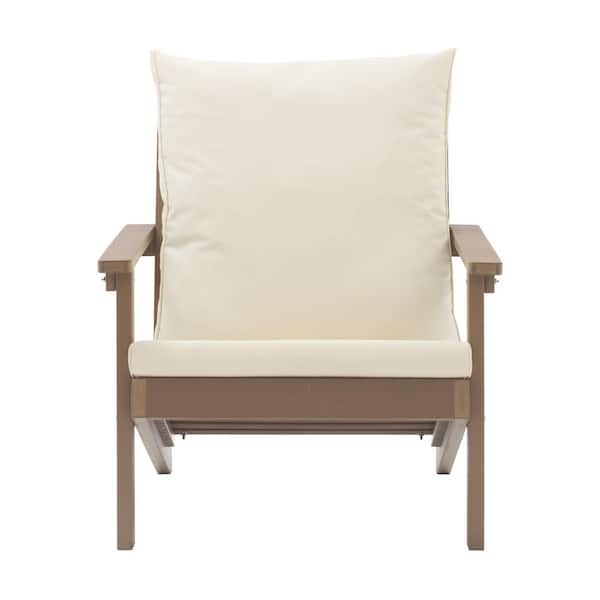 Clihome 30 in. Resin Outdoor Patio Lounge Chair with Cushions in Beige