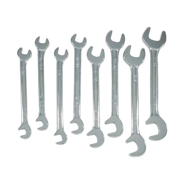 Zenith 7/32 in. - 7/16 in. Mini Double Open End Wrench Set SAE (8-Piece)