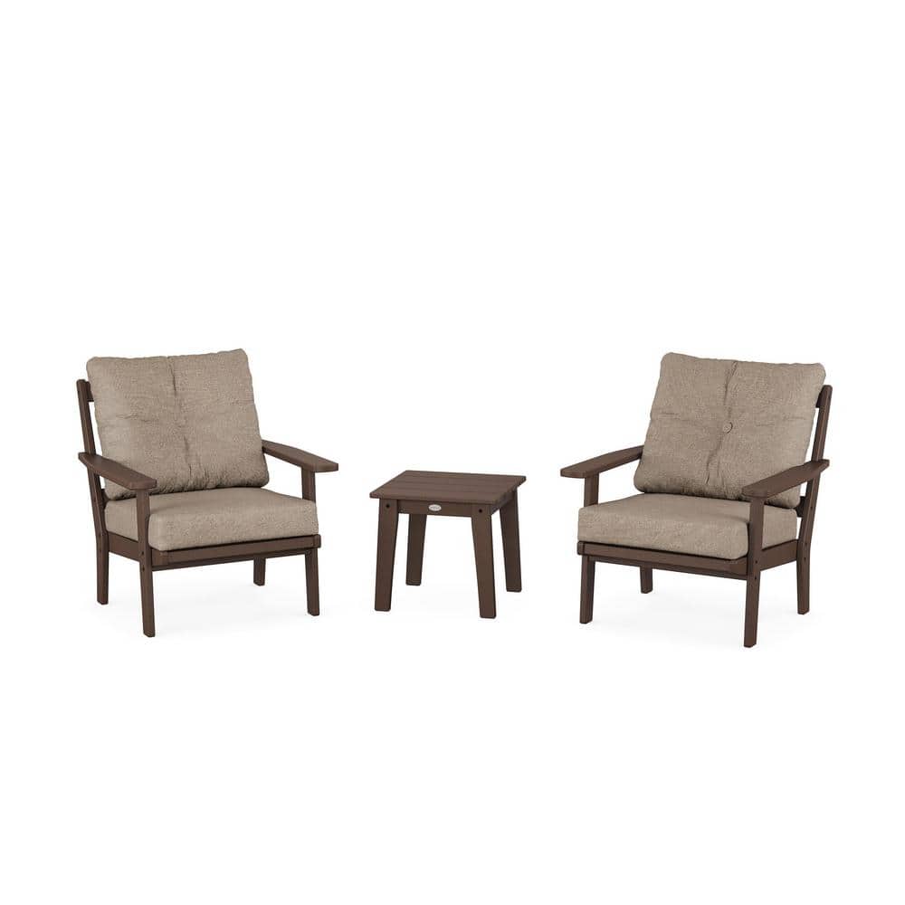 Oxford 3-Pcs Plastic Patio Conversation Set in Mahogany/Spiced Burlap Cushions price history on PriceWatchPro