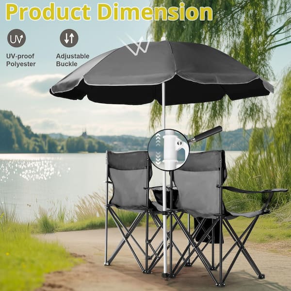 Karl home Portable 2-Person Fishing Chair with Removable Umbrella