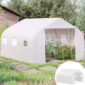 11.5 ft. x 10 ft. x 6.5 ft. Outdoor Walk in DIY Greenhouse, Tunnel Green House with Roll-up Windows, Zippered Door