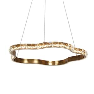 Deslumbrante 1-Light Integrated LED Plating Brass Circle Chandelier with Crystals