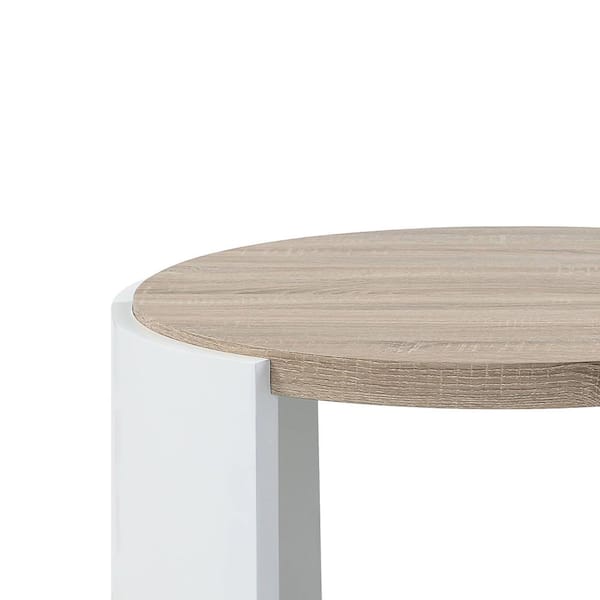 Acme Furniture Zoma 33 in. Oak and White High Gloss Finish