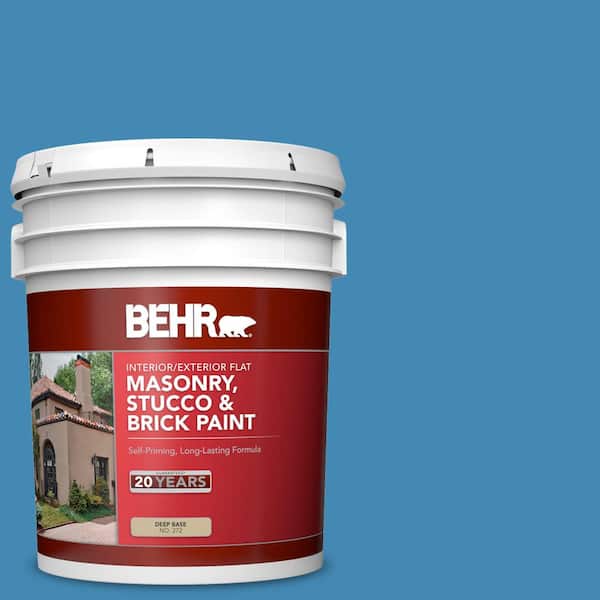 5 gal. #M520-5 Alpha Blue Flat Interior/Exterior Masonry, Stucco and Brick Paint