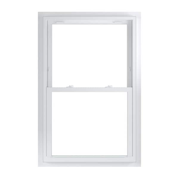 American Craftsman 33.75 in. x 52.75 in. 70 Series Low-E Argon Glass Double Hung White Vinyl Fin with J Window, Screen Incl