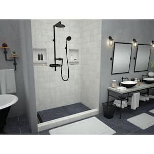 Redi Trench 48 in. L x 34 in. W Alcove Single Threshold Shower Pan Base with Left Trench Drain in Matte Black