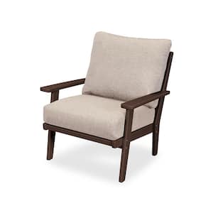 Grant Park Mahogany Deep Seating Plastic Lounge Chair Outdoor with Wheat Cushion