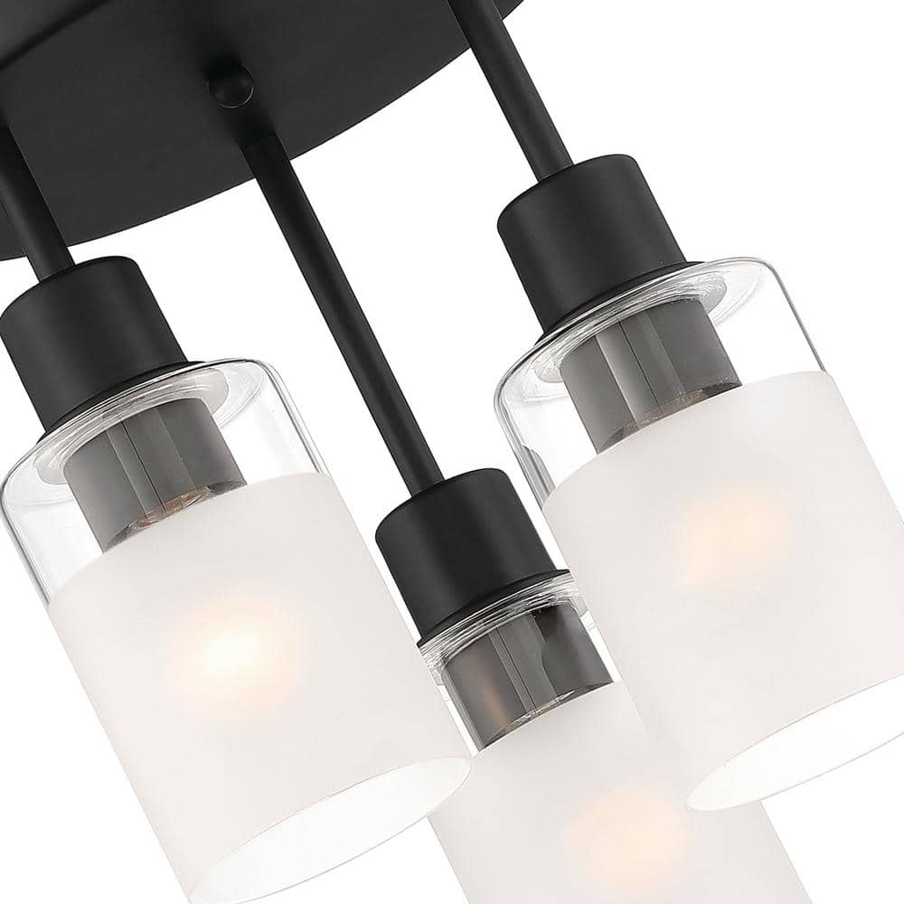 Cedar Lane 11" Matte Black Semi-Flush Ceiling Light with Glass Accents
