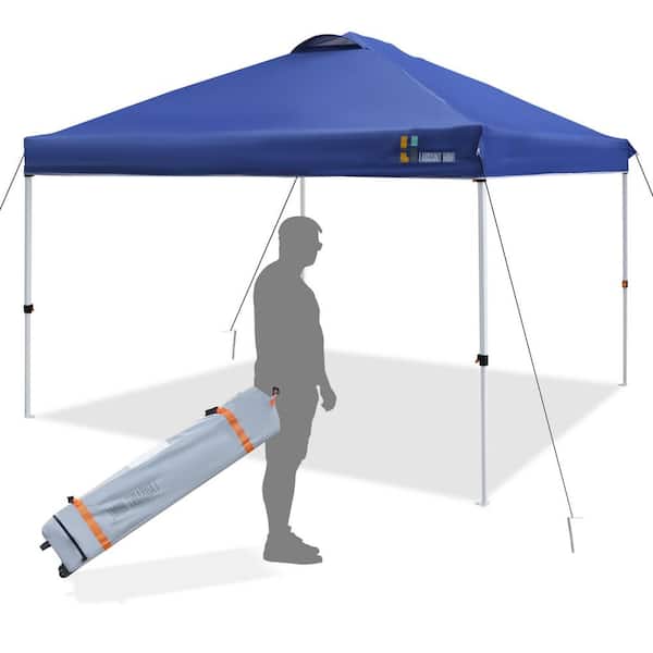 Kadehome 10 ft. x 10 ft. Blue Portable Folding Pop-Up Canopy with Roller Bag and 4 Sand Bags