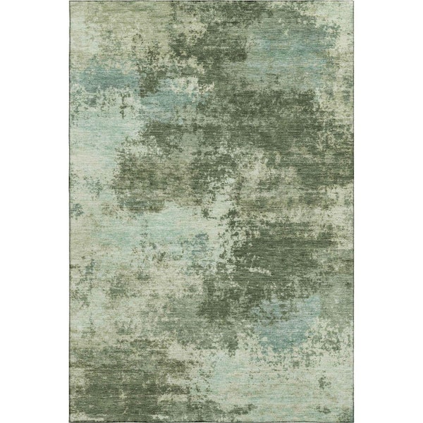 Mayfield Premium Machine Washable Abstract AMF2065 Aloe 10 ft. x 14 ft. Area Rug