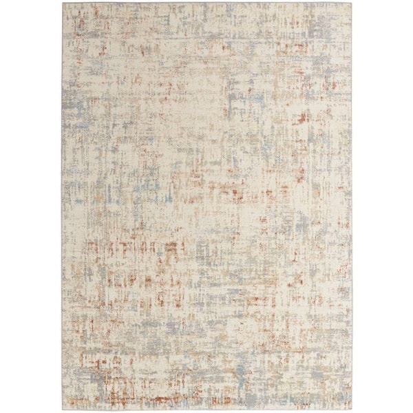 CALVIN KLEIN Enchanting Ivory/Grey 5 ft. x 7 ft. Abstract Contemporary Area Rug