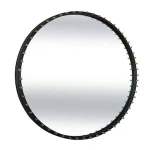 36 in. W x 36 in. H Classic Round Framed Black Decorative Mirror with Hand Applied Gold Leaf
