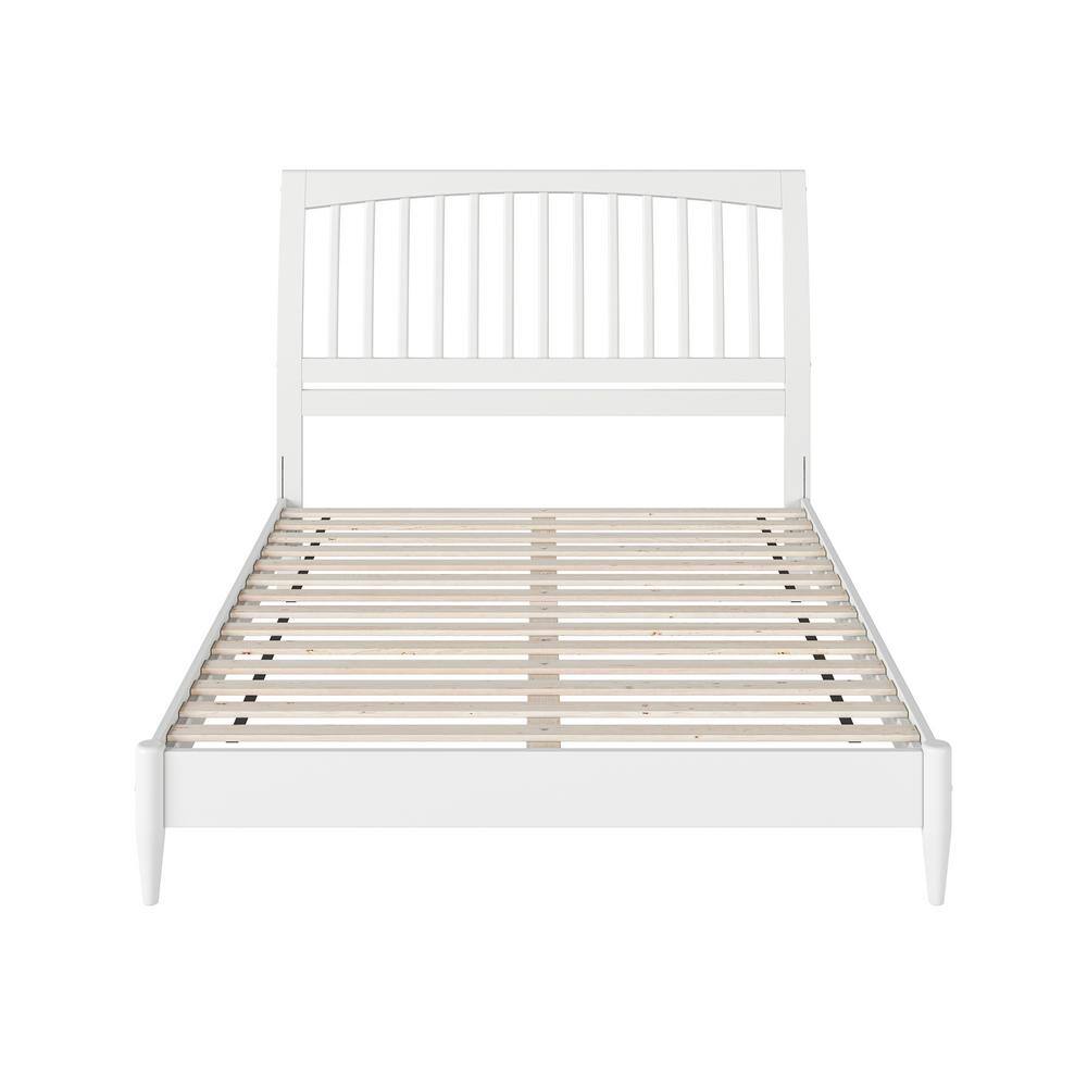 Orleans White Solid Wood Queen Sleigh Platform Bed with Slatted Headboard