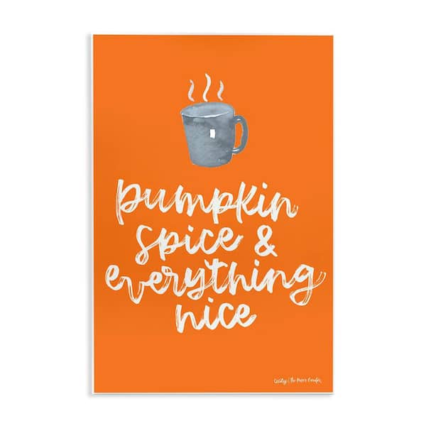Stupell Industries Pumpkin Spice Steaming Coffee Mug Fall Calligraphy by Cecily Moore Unframed Graphic Food Art Print 10 in. x 15 in.