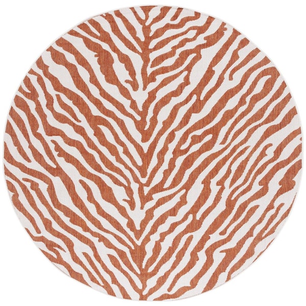 SAFAVIEH Bermuda Rust/Ivory 7 ft. x 7 ft. Tiger Animal Print Indoor ...