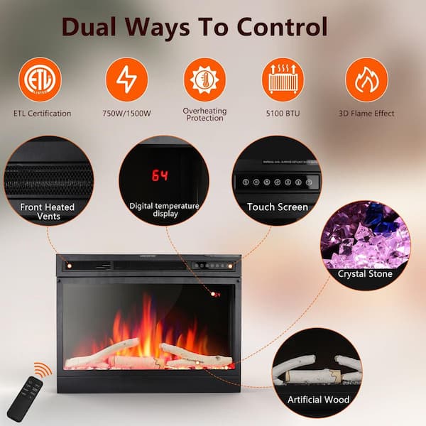 50 in. Freestanding Wood Frame Electric Fireplace in Black