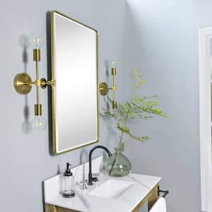 Woodvale 20 in. W x 30 in. H Medium Rectangular Metal Framed Wall Mounted Bathroom Vanity Mirror in Brushed Gold