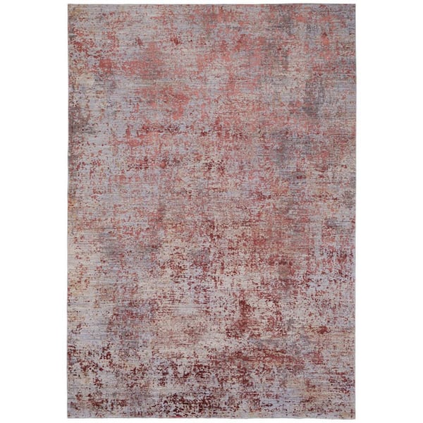 10 ft. x 13 ft. Red, Gray Abstract Area Rug