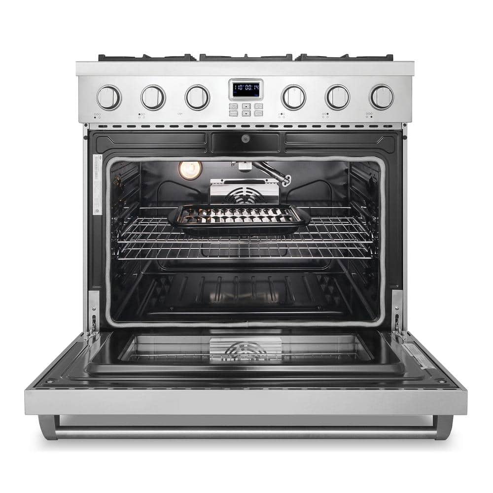 36" Stainless Steel Freestanding Gas Range with Convection Oven
