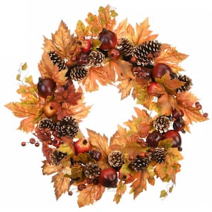 26 in. Artificial Harvest Maple Leaves Wreath