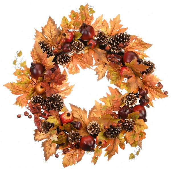 National Tree Company 26 in. Artificial Harvest Maple Leaves Wreath