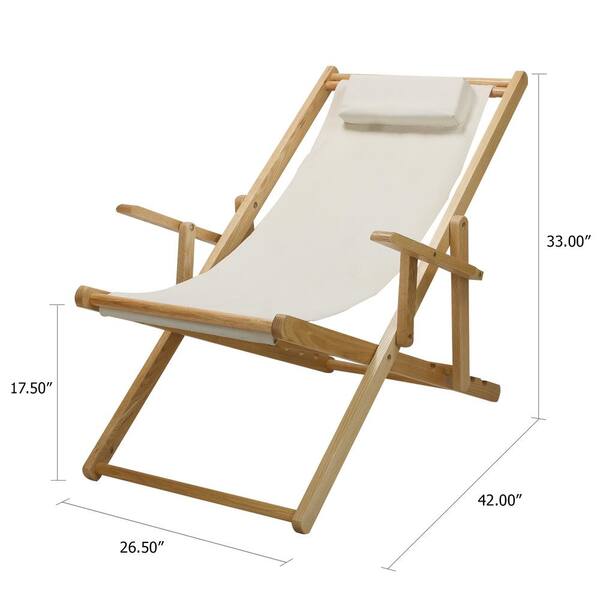 Casual Home Natural Frame And Natural Canvas Solid Wood Sling Chair 114 00 011 12 The Home Depot