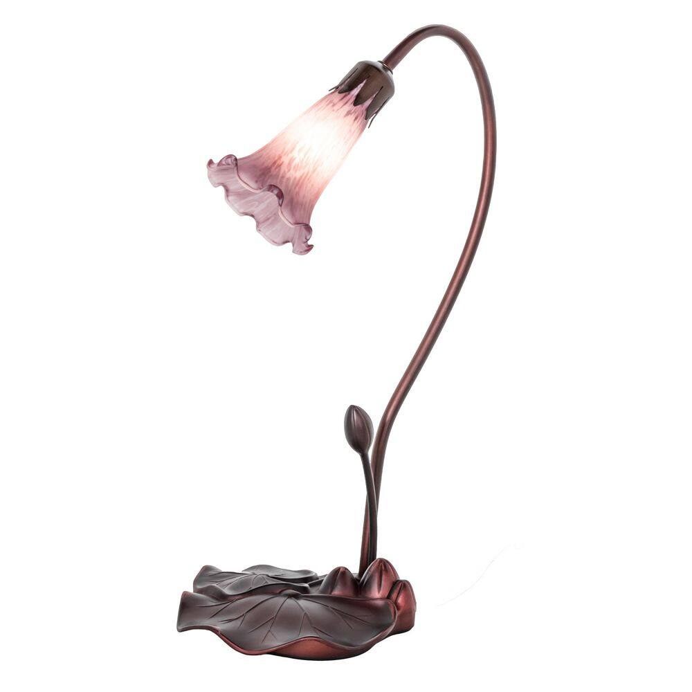 Pond Lily 16 in Mahogany Bronze Novelty Victorian Accent Table Lamp with Purple Glass Shade price history on PriceWatchPro