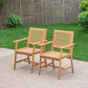 Brown Acacia Wood Outdoor Dining Chair (2-Pack)