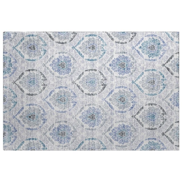 Dream Shag Premium Machine Washable Abstract ADS808 Blue 2 ft. x 3 ft. Accent Rug