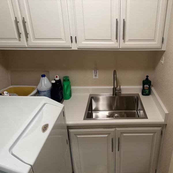 25x22 Inch Drop-In Kitchen Sink | Brushed Nickel, 16 Gauge Stainless Steel, Single Bowl, 9 Inch Deep, Top Mount