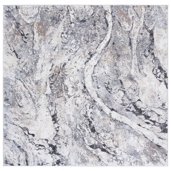 SAFAVIEH Opal 7 ft. x 7 ft. Beige/Gray Abstract Marble square Area Rug