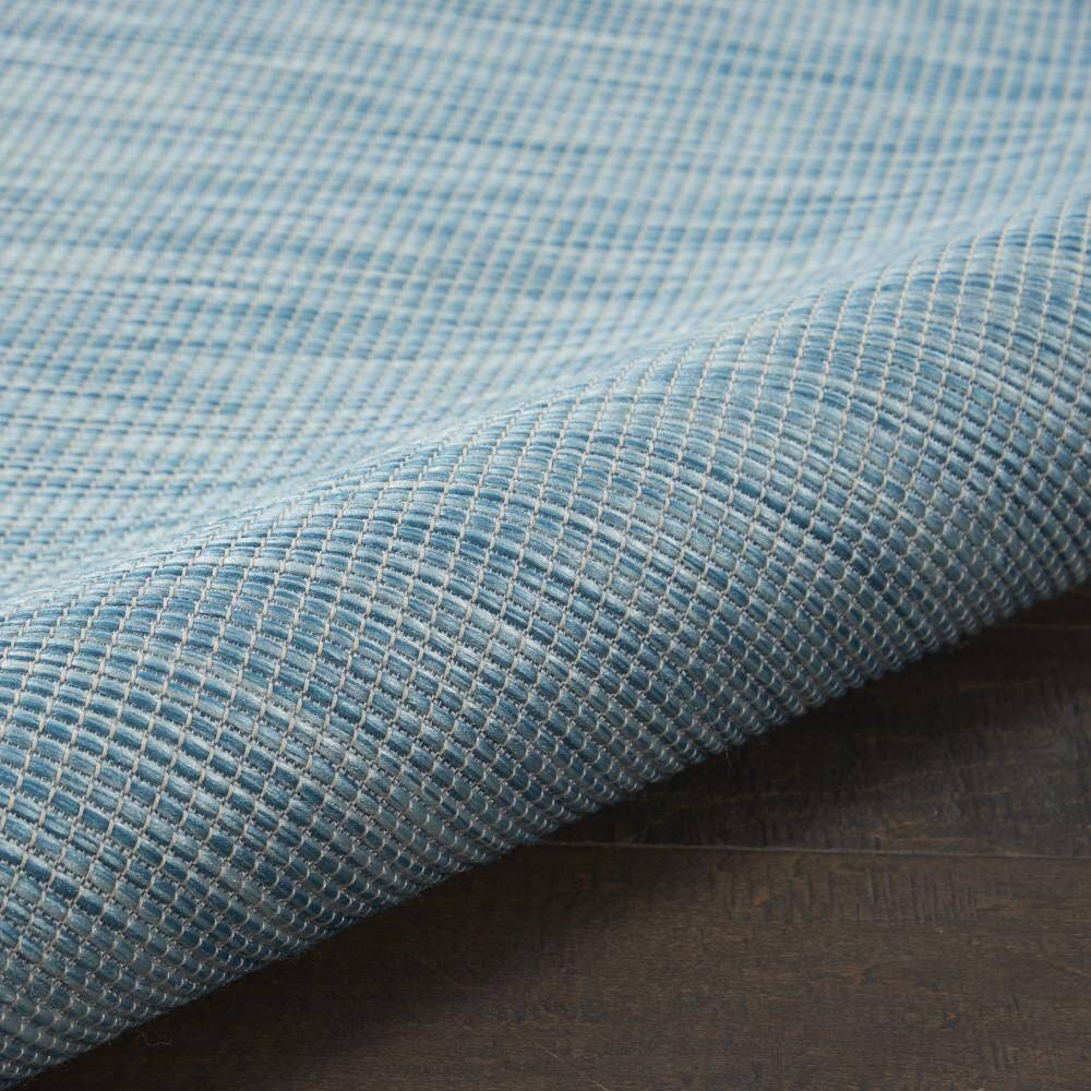 Aqua Solstice Flat Woven 4' x 6' Reversible Outdoor Rug