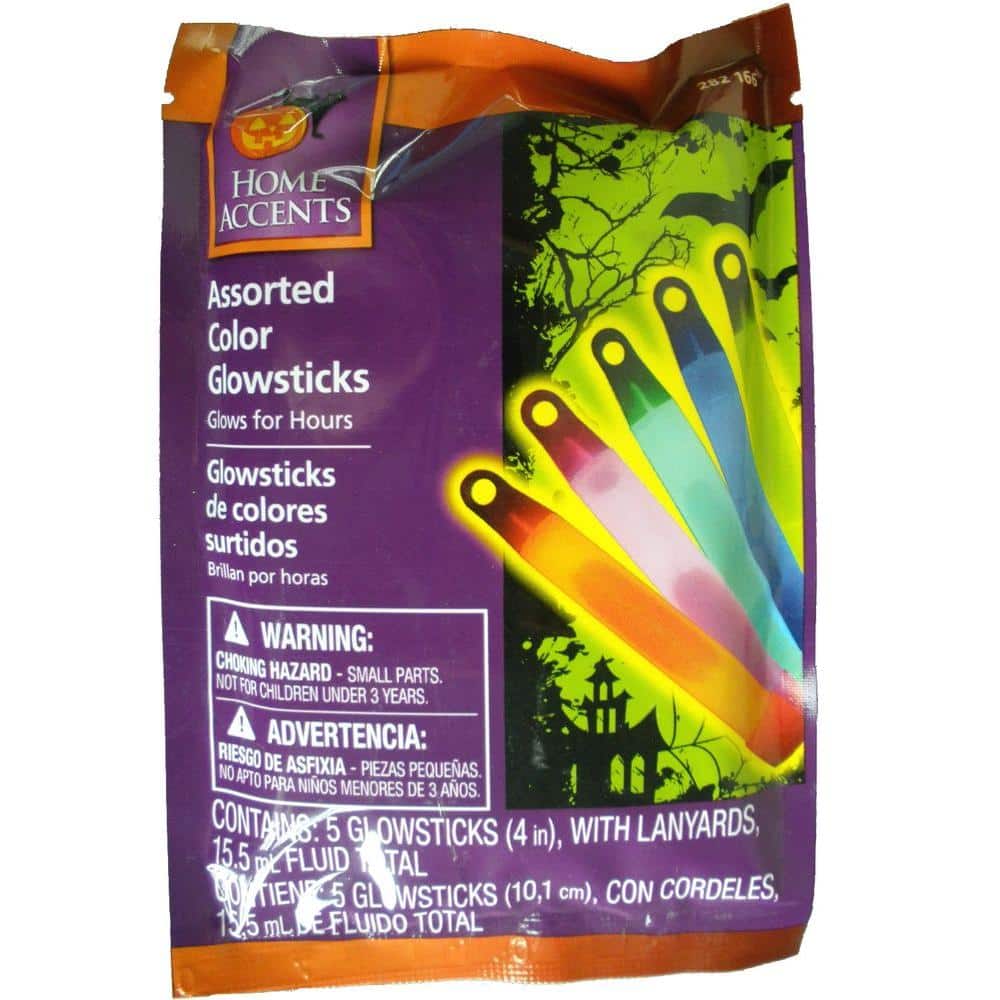 Home Accents Holiday 4 in. Glow Sticks Assorted Colors (5-Pack