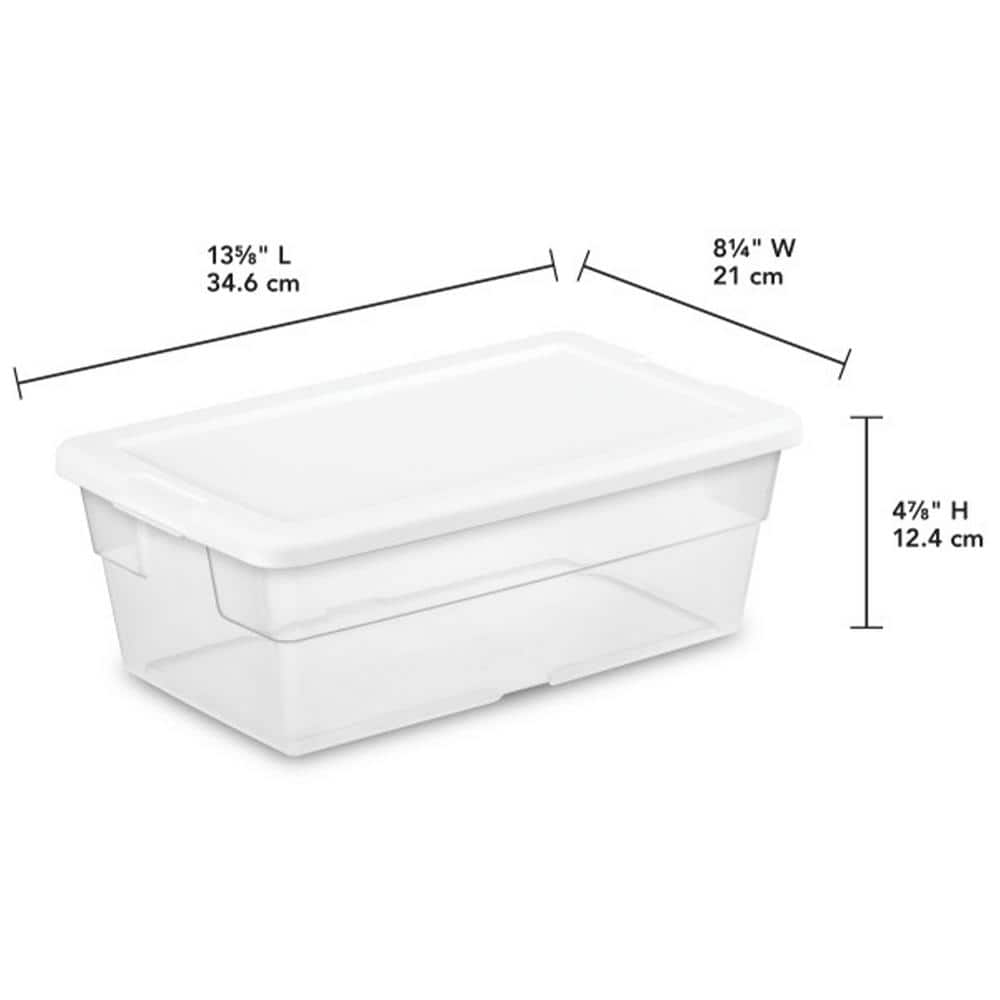 Clear Plastic Stackable Storage Box with White Lid, 14 in