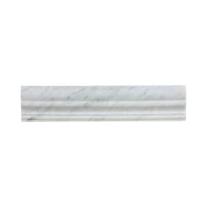 Carrara White 2.5 in. x 11.75 in. Honed Marble Wall Crown Tile