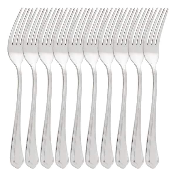 10 Piece Stainless Steel Dinner Fork Set Silver