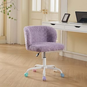 HOMCOM Rainbow color Faux Fur Unicorn Office Chair with Mid-Back
