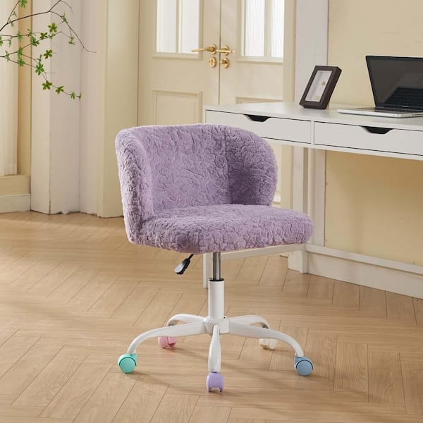 Faux Fur Fabric Adjustable Height Office Chair Elegant Upholstered